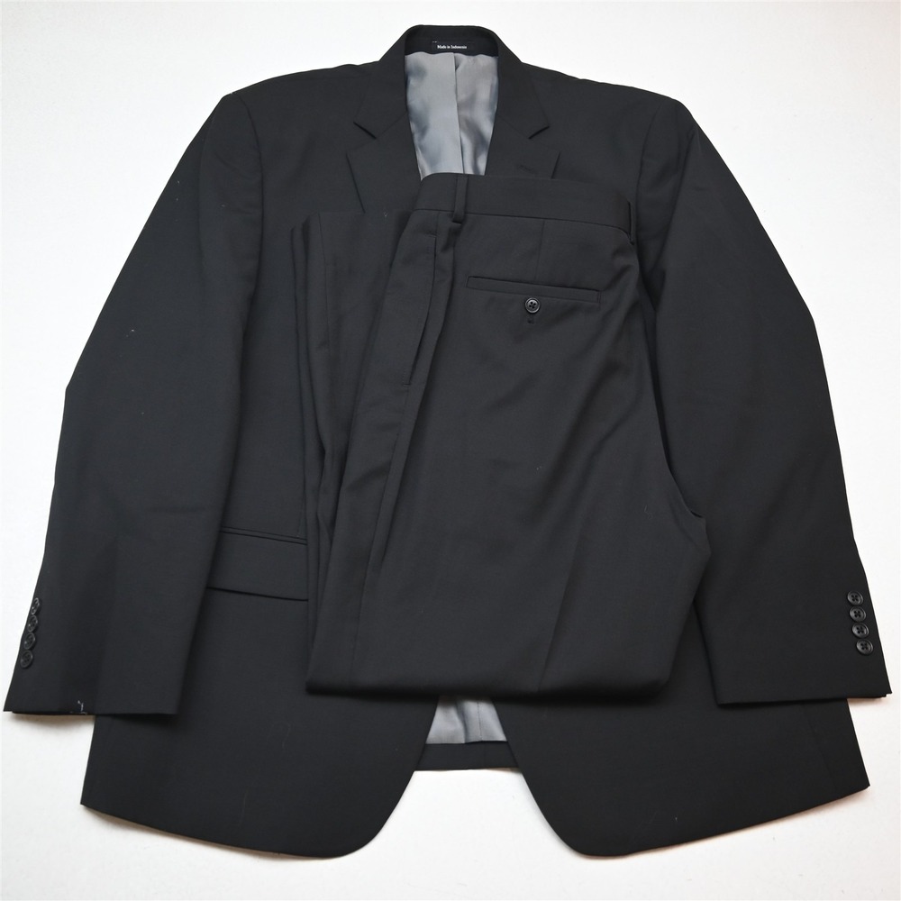 Wilke Rodriguez 46R 38x30 Black Wool Mens Jacket Pants Suit